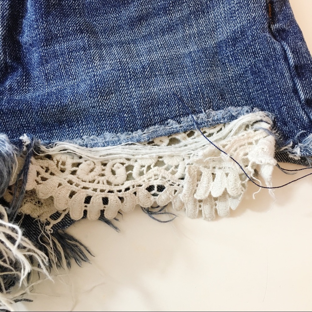 Free People | Daisy Inset Denim Cutoff Shorts - Picture 5 of 7